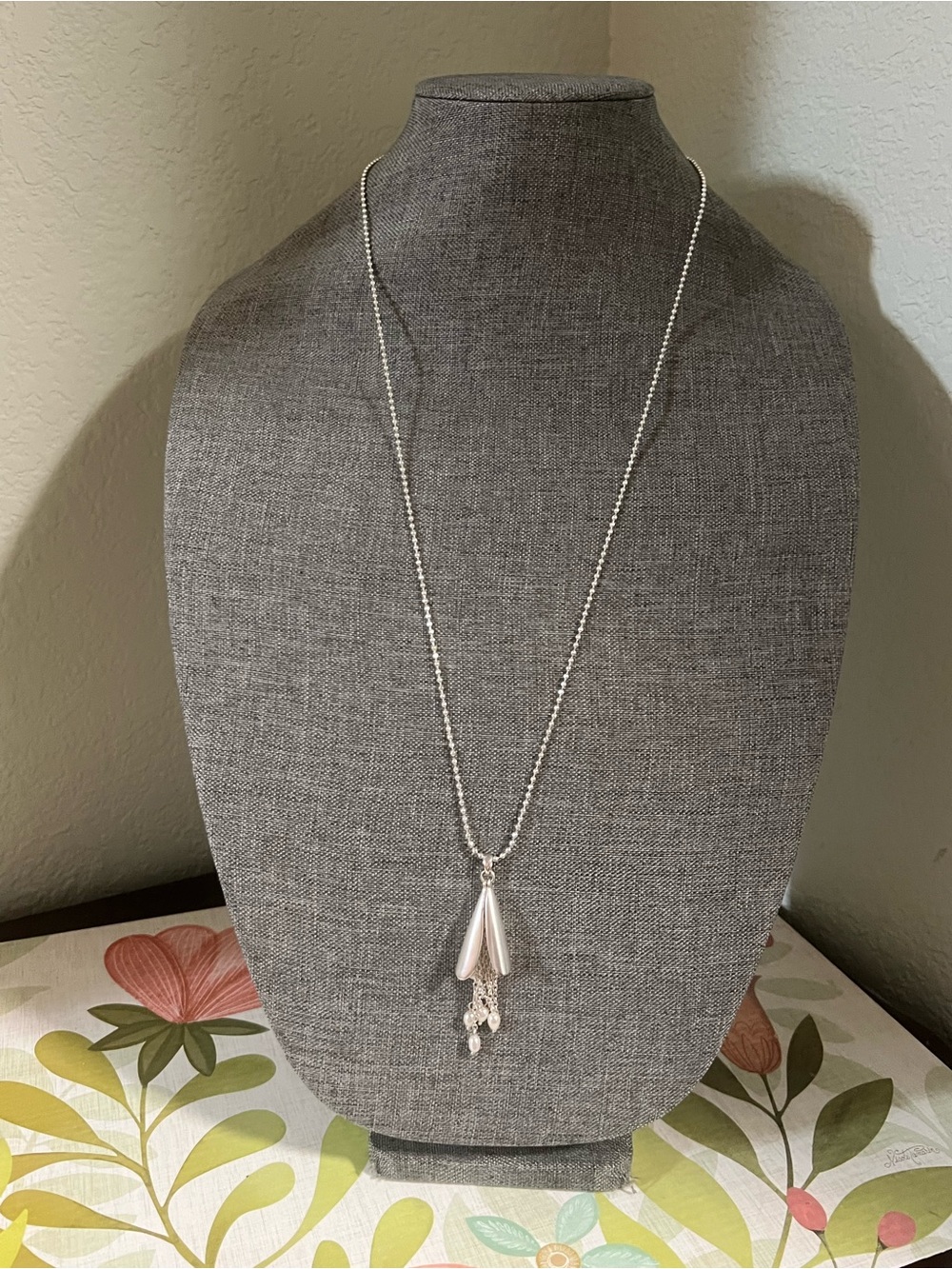 NWOT Lucky Brand Silver Long Pendant Necklace with Tassel Drops #LBNK